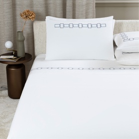 600 Thread Count Bold Embroidery Flat Sheet Ivory