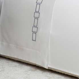 600 Thread Count Bold Embroidery Flat Sheet Ivory