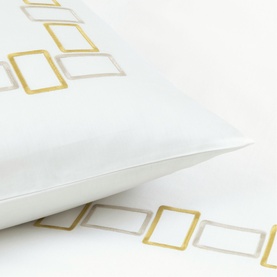 600 Thread Count Bold Sateen Embroidery Pillowcase Ivory