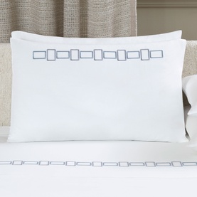 600 Thread Count Bold Sateen Embroidery Pillowcase Ivory