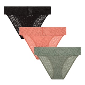 Icon Logo Lace Low-Rise Bikini Briefs Three-Pack