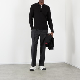 Tonal Stripe Straight Leg Trousers