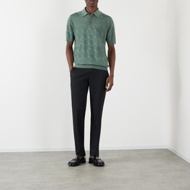 Micro-Dot Stitch Silk Polo Shirt