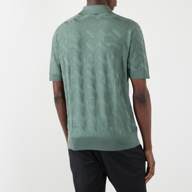Micro-Dot Stitch Silk Polo Shirt