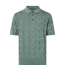 Micro-Dot Stitch Silk Polo Shirt
