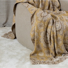 Gypsy Patterned Throw Gold/Taupe