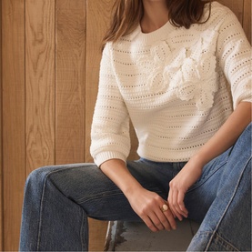 Flower Detail Knitted Top