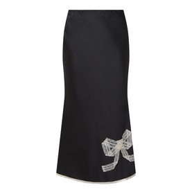 Vallis Bow Lace Trim Flared Skirt