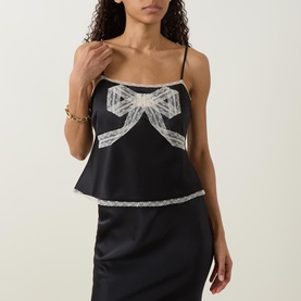 Arise Bow Lace Trim Top
