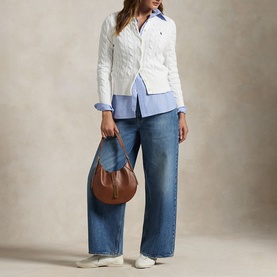 Polo Player Logo Cable-Knit Cardigan