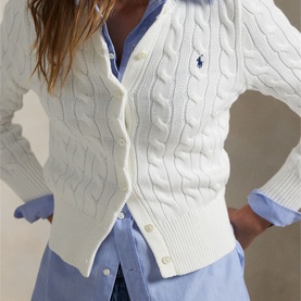Polo Player Logo Cable-Knit Cardigan