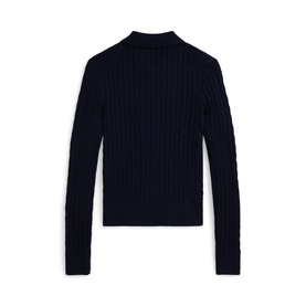 Polo Player Logo Cable-Knit Polo Cardigan