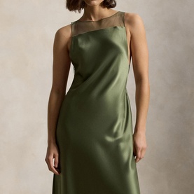 Sheer Panel Slip Dress