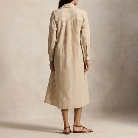 Striped Drawcord Shirt Dress