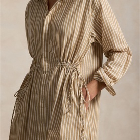 Striped Drawcord Shirt Dress