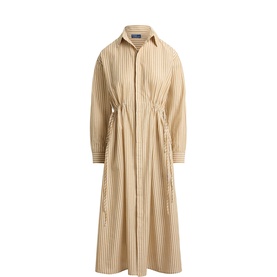 Striped Drawcord Shirt Dress