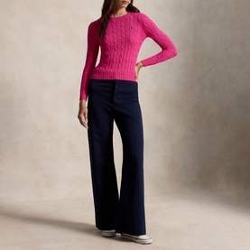 Polo Player Cable Knit Sweater