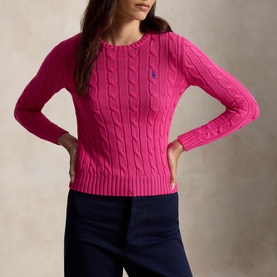 Polo Player Cable Knit Sweater