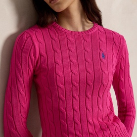 Polo Player Cable Knit Sweater