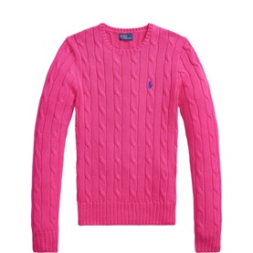 Polo Player Cable Knit Sweater
