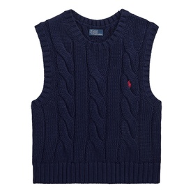 Cable-Knit Cotton Crewneck Sweater Vest