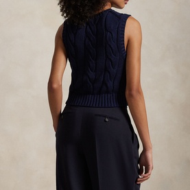 Cable-Knit Cotton Crewneck Sweater Vest