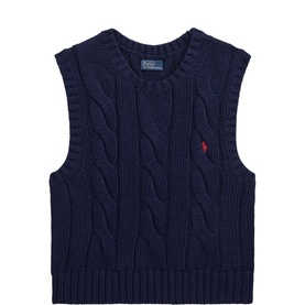 Cable-Knit Cotton Crewneck Sweater Vest