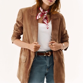 Single-Breasted Suede Blazer