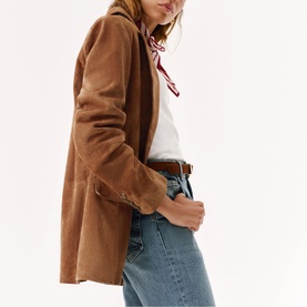 Single-Breasted Suede Blazer