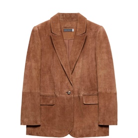 Single-Breasted Suede Blazer