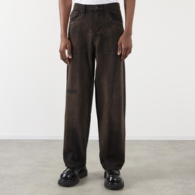 Oil Mid-Rise Baggy Leg Jeans