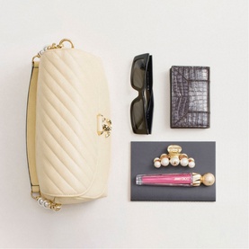 Curve Quilted Top Handle Bag