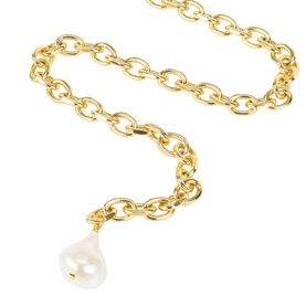 Long Chain Pearl Pendant Necklace
