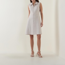 Textured Zip Mini Shirt Dress