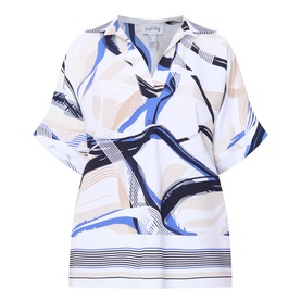 Printed Open Collar Top