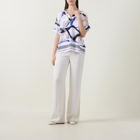 Printed Open Collar Top