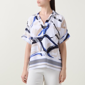 Printed Open Collar Top