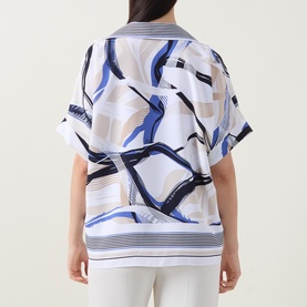 Printed Open Collar Top