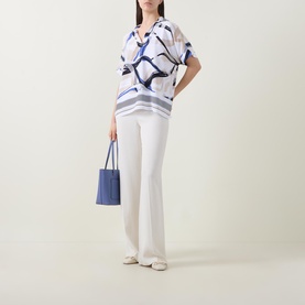 Printed Open Collar Top