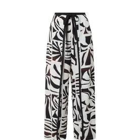 Tropical Print Wide-Leg Trousers