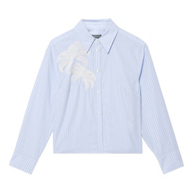 Striped Floral Embroidered Shirt