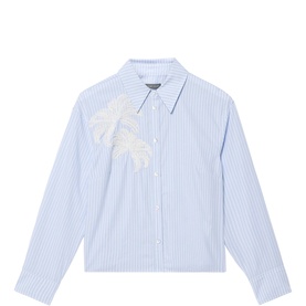 Striped Floral Embroidered Shirt