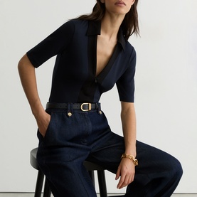 Denny Colour-Block Half-Zip Polo Shirt