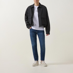 Mid-Rise Tapered Slim Leg Jeans