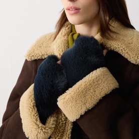 Faux Fur Knitted Mittens