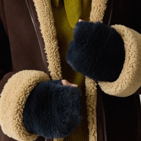 Faux Fur Knitted Mittens