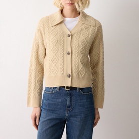Cable Knit Collared Cardigan