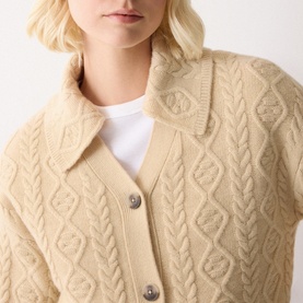 Cable Knit Collared Cardigan