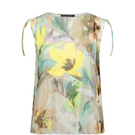Drawstring Floral Mesh Top