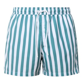 Bjorn Borg blue and white vertical stripe swim shorts with elasticated waistband and white drawstring tie
